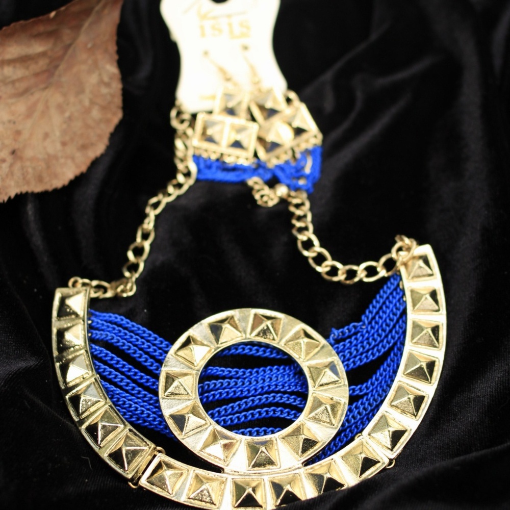 New blue/gold necklace and matching earrings
